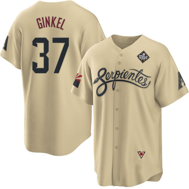 Arizona Diamondbacks #37 Kevin Ginkel Gold 2023 World Series City Connect Cool Base Stitched Baseball Jersey HELVY