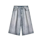 Wide-leg Seven-point Denim Shorts Men's 2025 Summer New High-end Fashion Brand Straight Casual Pants Man Jeans Y2k Clothes Baggy