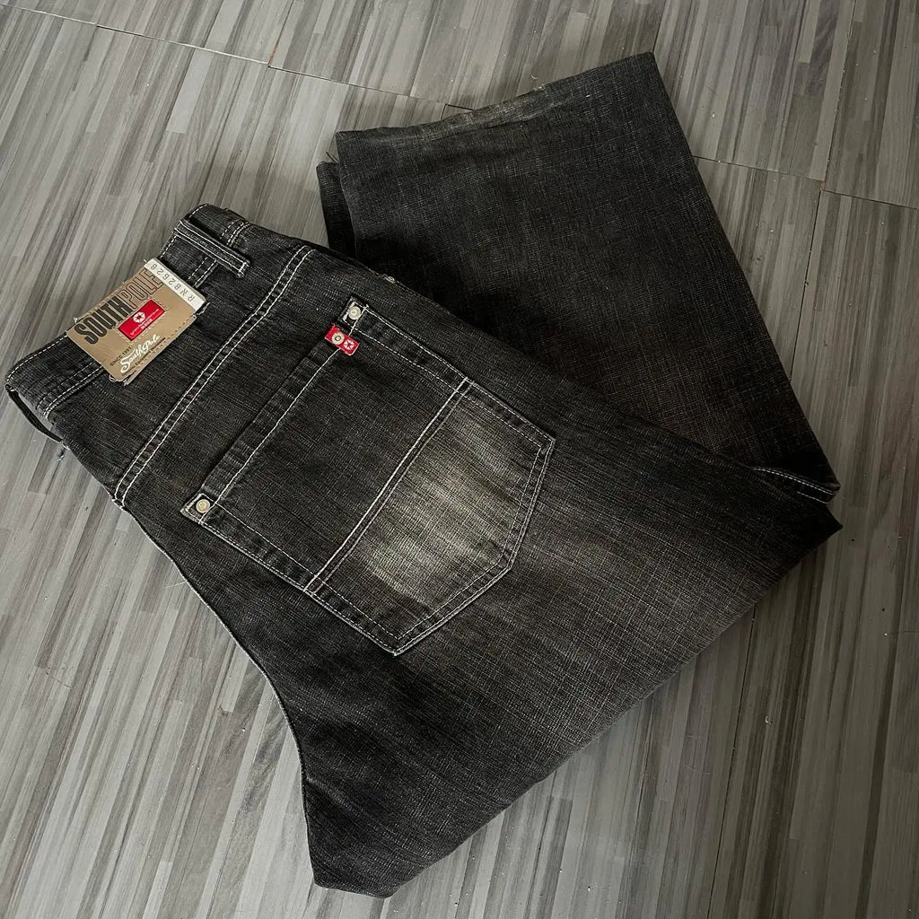 American Y2K 2025 New Baggy Wide Leg Black Jeans Overszied Women Street Casual Joker Denim Pants Couple Jeans Vintage Streetwear