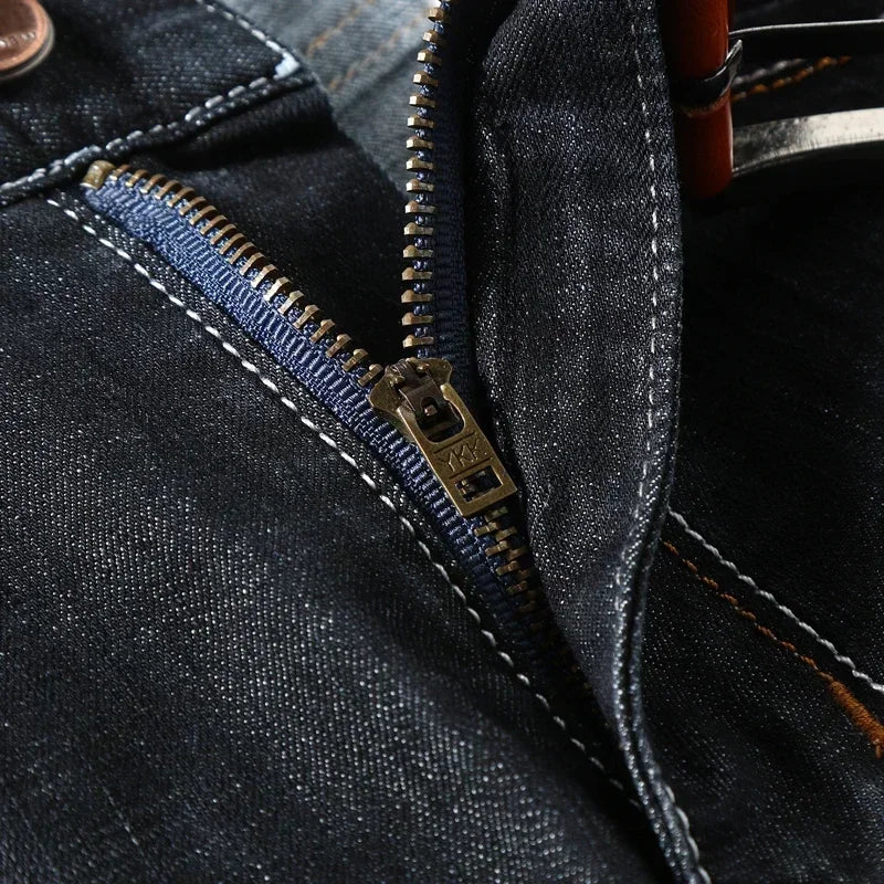 2024 Summer New Denim Shorts Black and Blue Men's Clothing Stretch Straight Slim Fit Casual Short Jeans Men's Brand Clothing