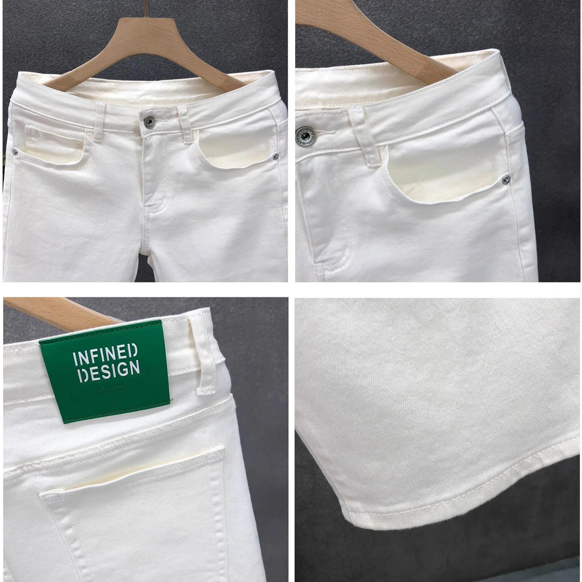 2026 white Summer New Casual Denim Shorts Men Fashion White Knee Length Pants Straight Slim Classic Male Clothing Jeans Shorts