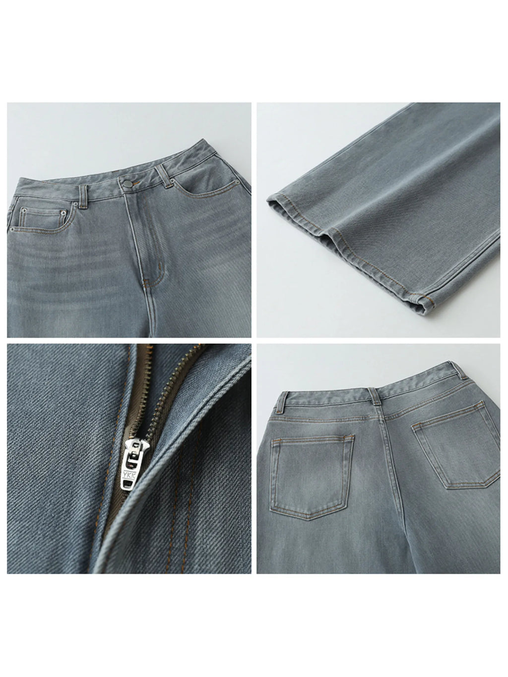CHIC VEN New Women Jeans Loose Casual Retro Washed Elastic Straight Leg Denim Pant Gray Female Trousers Spring Summer 2026
