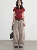 CHIC VEN Korean Women Jeans Solid Loose Casual Retro High Waist Wide Legs Denim Pants Ladies Trousers Spring Autumn 2026