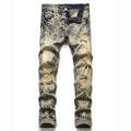 High street trendy brand new men's retro distressed distressed jeans patch slim fit leggings