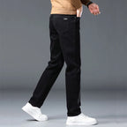 Spring New Men's Slim Fit Elastic Jeans Fashion Gray Comfortable Casual Denim Pants Korean Business Work Straight Black Trousers