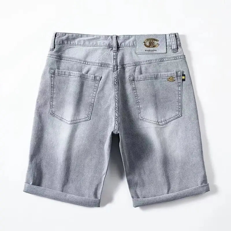Light Gray Denim Shorts Men's Summer Thin Pants Men's Five-point Jeans Men's 2025 New Washed Streetwear Clothing Jean Shorts