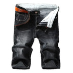 2024 Summer New Denim Shorts Black and Blue Men's Clothing Stretch Straight Slim Fit Casual Short Jeans Men's Brand Clothing