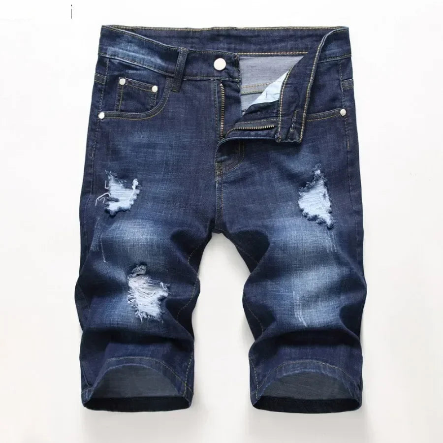 Summer New Men's Jeans Trend Retro Men Denim Shorts Stretch Slim Hip Hop Classic Hole Short Style Jeans for Male