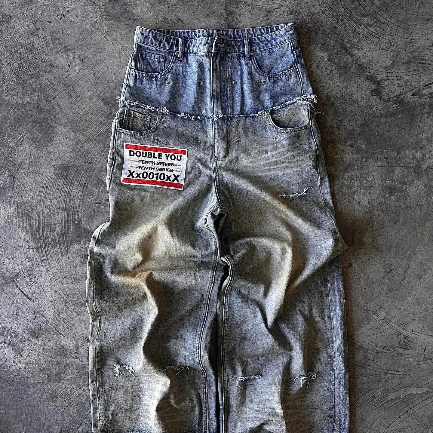 Personalized Street Pocket Decoration Worn Versatile Wide-leg Trousers Washed Old Jeans for Men and Women graphic jeans