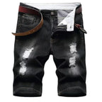 New Summer Men Blue Denim Shorts Italian Style Male Shorts Jeans High Quality Male Stretch Fit Ripped Denim Jeans Shorts Size 38