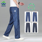 High Quality Men's Summer Baggy Straight Jeans Business Casual High Waist Denim Pants Lyocell Fabric Office Work Trousers Man