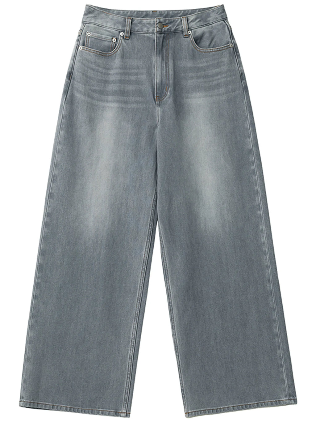 CHIC VEN New Women Jeans Loose Casual Retro Washed Elastic Straight Leg Denim Pant Gray Female Trousers Spring Summer 2026