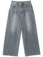 CHIC VEN New Women Jeans Loose Casual Retro Washed Elastic Straight Leg Denim Pant Gray Female Trousers Spring Summer 2026
