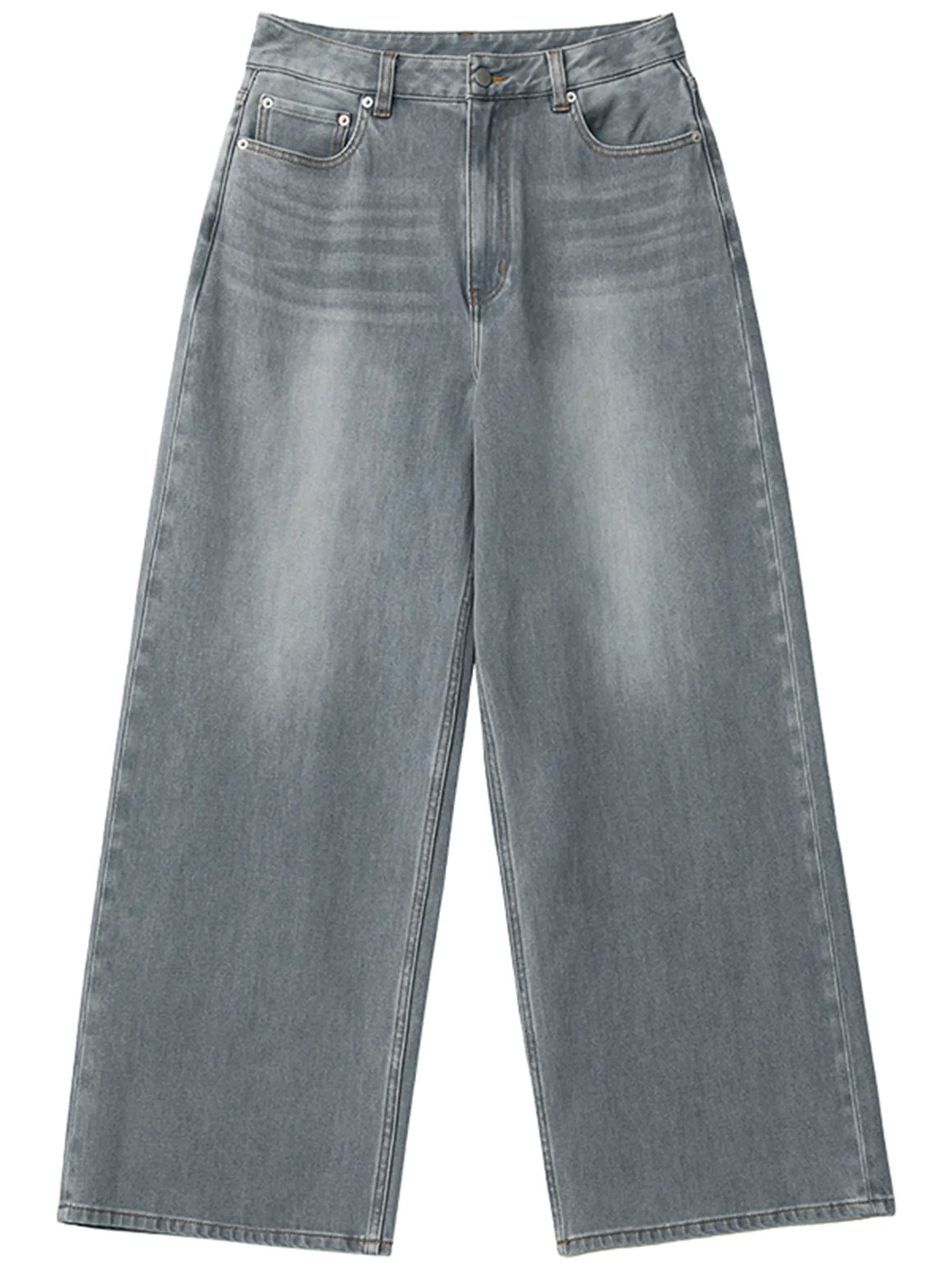 CHIC VEN New Women Jeans Loose Casual Retro Washed Elastic Straight Leg Denim Pant Gray Female Trousers Spring Summer 2026