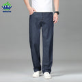 High Quality Men's Summer Baggy Straight Jeans Business Casual High Waist Denim Pants Lyocell Fabric Office Work Trousers Man