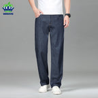 High Quality Men's Summer Baggy Straight Jeans Business Casual High Waist Denim Pants Lyocell Fabric Office Work Trousers Man