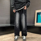 Asian Size American Hiphop Star Jeans Men Pants Men's High Street Trendy Brand Loose Straight Leg Wide Leg Pants Jeans Men Pants