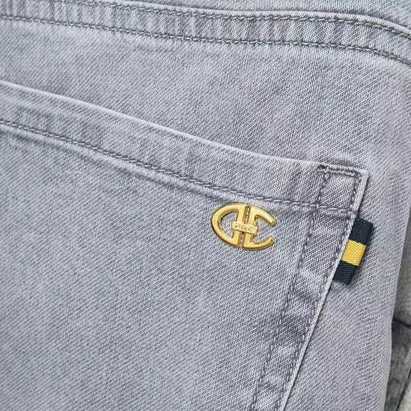 Light Gray Denim Shorts Men's Summer Thin Pants Men's Five-point Jeans Men's 2025 New Washed Streetwear Clothing Jean Shorts