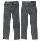 Spring New Men's Slim Fit Elastic Jeans Fashion Gray Comfortable Casual Denim Pants Korean Business Work Straight Black Trousers