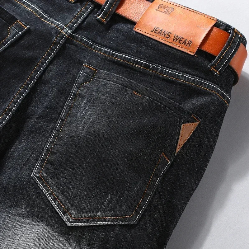 2024 Summer New Denim Shorts Black and Blue Men's Clothing Stretch Straight Slim Fit Casual Short Jeans Men's Brand Clothing