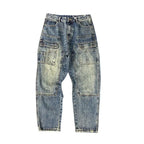 Autumn American Casual Ruffian Handsome Washed Retro Tooling Jeans Men's Straight Loose High Street Tapered Pants Tide