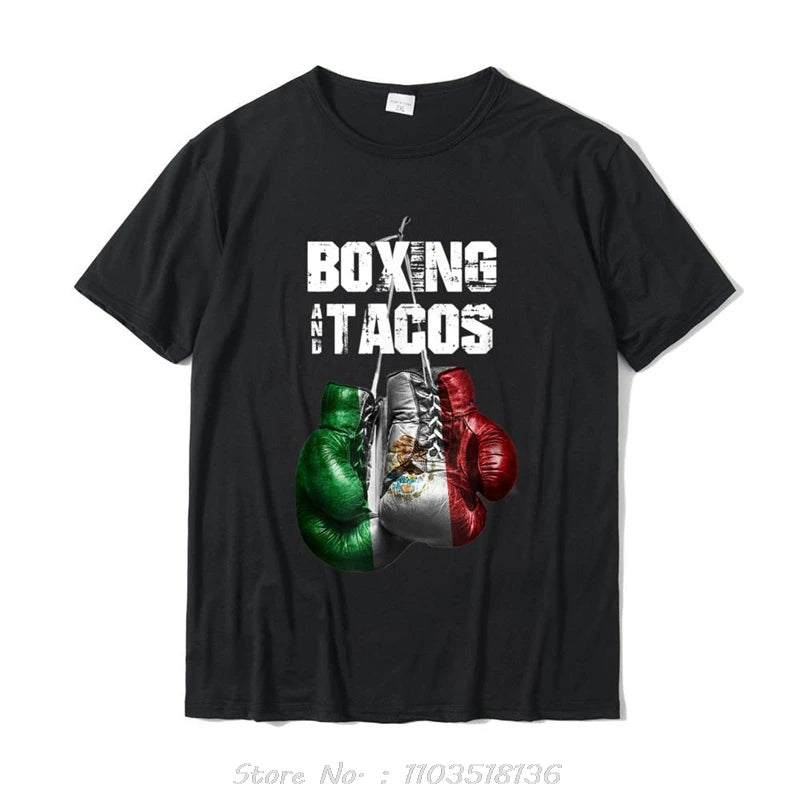 Fitness T-shirt Boxing And Tacos Funny Mexico Oversized Unisex O-Neck T shirt Casual Camisas Hombre Fast Ship cotton tops tees