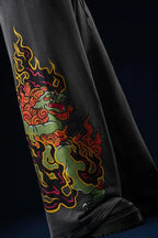 Y2K Retro Harajuku Jeans Flame Dragon Snake Graphic Printing Baggy Pants Wide Leg Sweatpants Vintage Men Women Streetwear