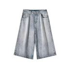 Wide-leg Seven-point Denim Shorts Men's 2025 Summer New High-end Fashion Brand Straight Casual Pants Man Jeans Y2k Clothes Baggy