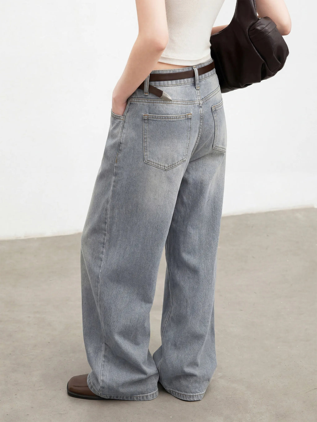 CHIC VEN New Women Jeans Loose Casual Retro Washed Elastic Straight Leg Denim Pant Gray Female Trousers Spring Summer 2026