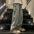 Asian Size American Hiphop Star Jeans Men Pants Men's High Street Trendy Brand Loose Straight Leg Wide Leg Pants Jeans Men Pants