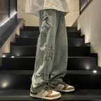 Asian Size American Hiphop Star Jeans Men Pants Men's High Street Trendy Brand Loose Straight Leg Wide Leg Pants Jeans Men Pants