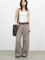 CHIC VEN Korean Women Jeans Solid Loose Casual Retro High Waist Wide Legs Denim Pants Ladies Trousers Spring Autumn 2026