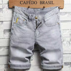 Light Gray Denim Shorts Men's Summer Thin Pants Men's Five-point Jeans Men's 2025 New Washed Streetwear Clothing Jean Shorts