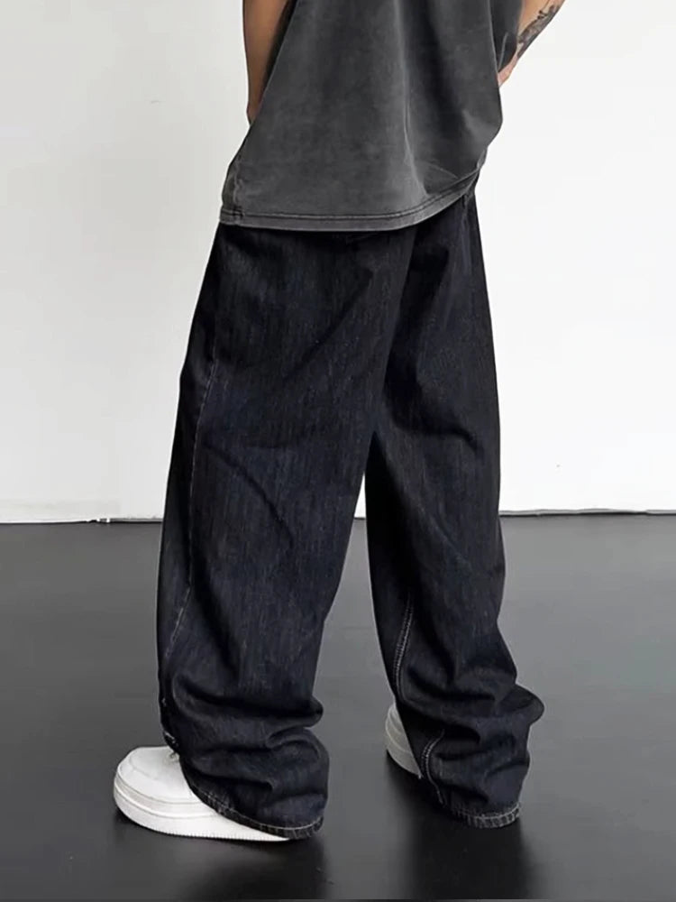 2025 Men HipHop Distressed Jeans Pants Men Ripped Patchwork Denim Pants Male Oversized Loose Casual Streetwear Wide Leg Trousers