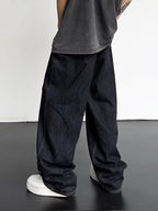 2025 Men HipHop Distressed Jeans Pants Men Ripped Patchwork Denim Pants Male Oversized Loose Casual Streetwear Wide Leg Trousers