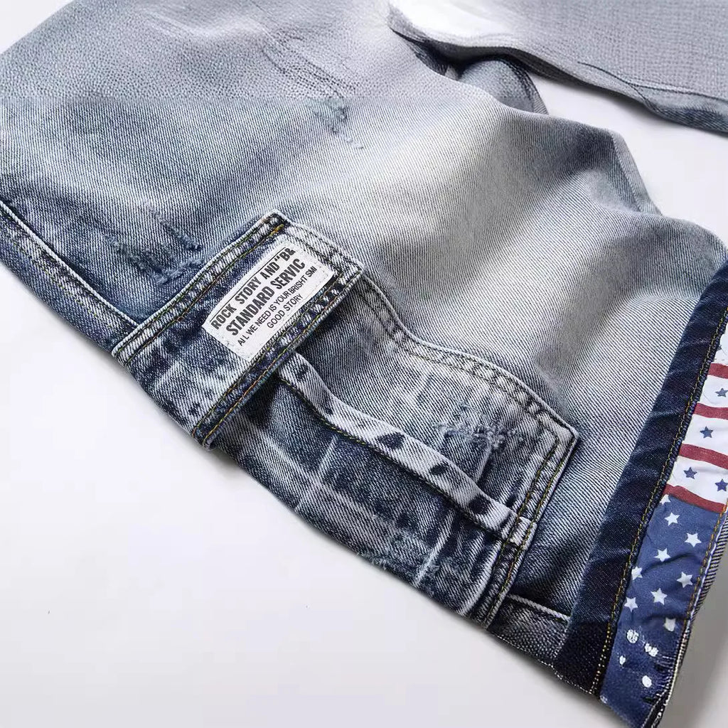 Denim Shorts Men Cargo Jeans Knee Length Multiple Pockets Mid Waist Distressed Washed Summer Straight Short Pants Streetwear