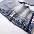 Denim Shorts Men Cargo Jeans Knee Length Multiple Pockets Mid Waist Distressed Washed Summer Straight Short Pants Streetwear