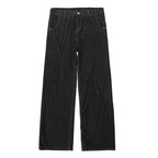 2025 Men HipHop Distressed Jeans Pants Men Ripped Patchwork Denim Pants Male Oversized Loose Casual Streetwear Wide Leg Trousers