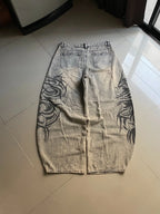 American Y2K New Grey Printing Baggy Jeans Men Women High Street Vintage Hip Hop Harajuku Casual Joker Couple Wide-leg Pants