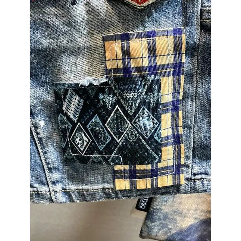 High Quality Luxury Clothing Streetwear Korean Cowboy Fashion Embroidery Patch Knee Length Shorts Men's Summer Casual Jeans