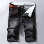 2024 Summer New Denim Shorts Black and Blue Men's Clothing Stretch Straight Slim Fit Casual Short Jeans Men's Brand Clothing