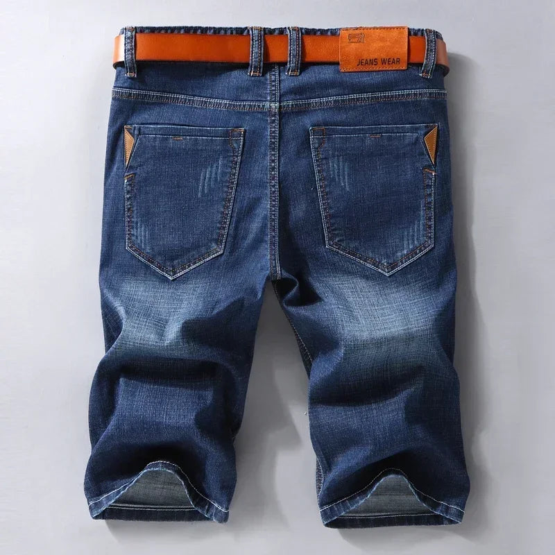 2024 Summer New Denim Shorts Black and Blue Men's Clothing Stretch Straight Slim Fit Casual Short Jeans Men's Brand Clothing