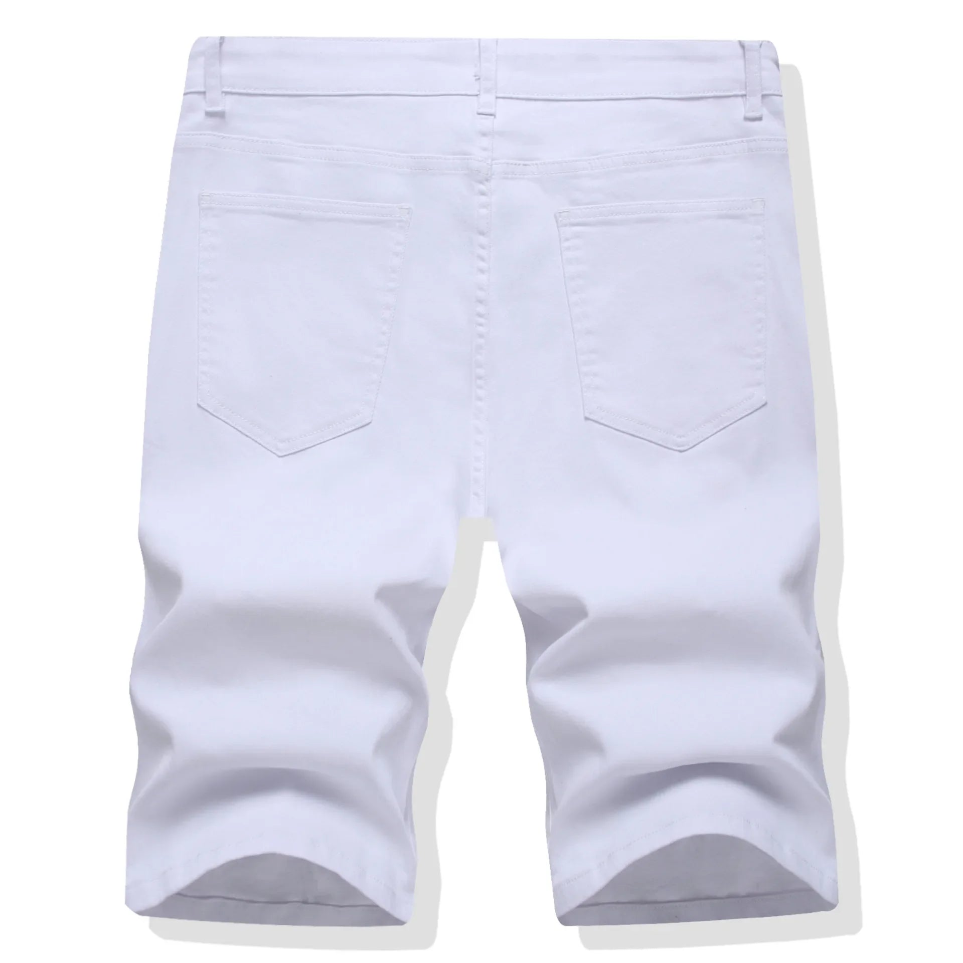 Shorts Men Hole Jeans Streetwear Mid Waist Washed Distressed Pockets Knee Length Vintage Ripped Denims Straight Short Pants