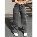 Womens Jeans Y2k Jeans High Waist Stretch Cargo Pants Multiple Pockets Casual Trousers For Ladies Fashion Retro Style
