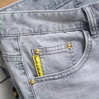 Light Gray Denim Shorts Men's Summer Thin Pants Men's Five-point Jeans Men's 2025 New Washed Streetwear Clothing Jean Shorts
