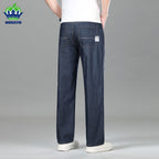 High Quality Men's Summer Baggy Straight Jeans Business Casual High Waist Denim Pants Lyocell Fabric Office Work Trousers Man