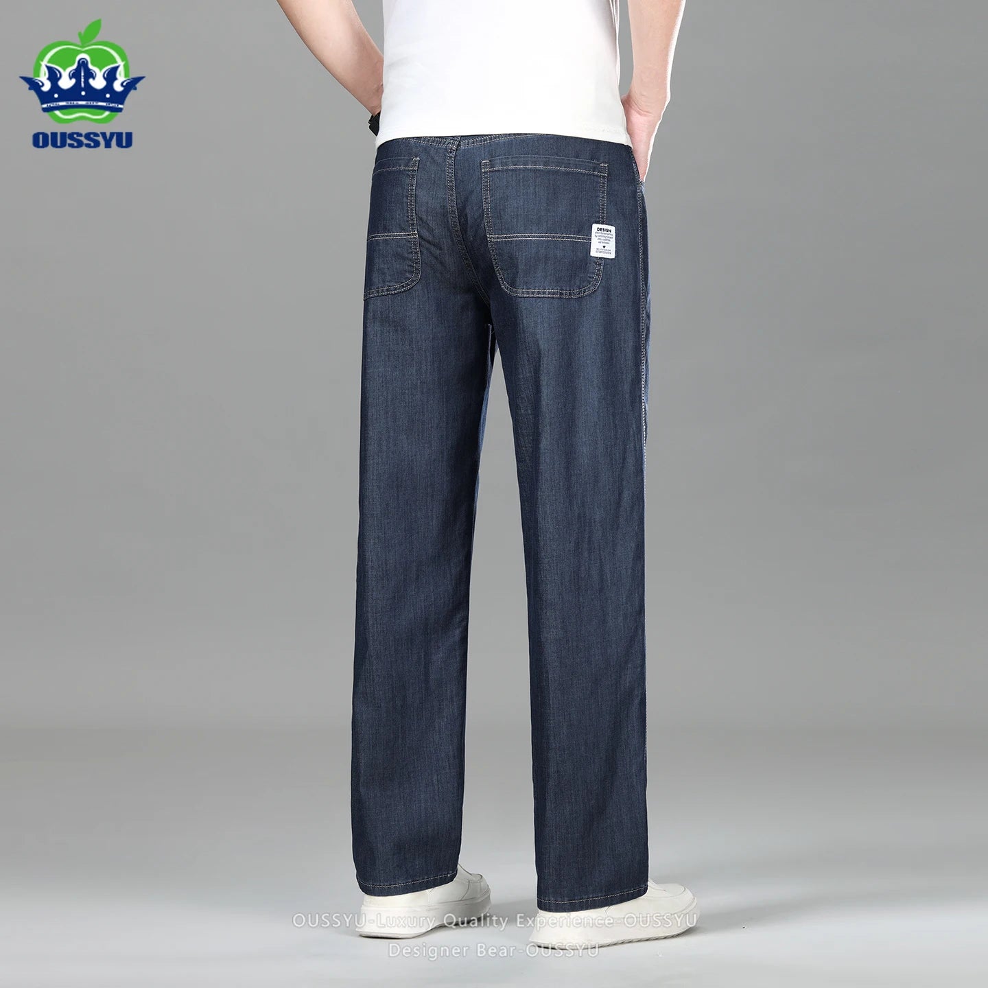 High Quality Men's Summer Baggy Straight Jeans Business Casual High Waist Denim Pants Lyocell Fabric Office Work Trousers Man