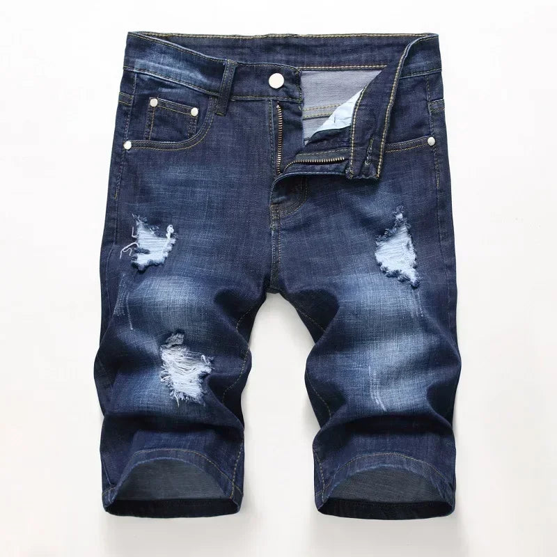 Summer New Men's Jeans Trend Retro Men Denim Shorts Stretch Slim Hip Hop Classic Hole Short Style Jeans for Male