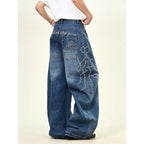 Men's Baggy Jeans Unisex Y2K Trendy Casual Wide Leg Denim Pants High Street Oversize Trousers American Style Streetwear Fashion
