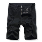 Shorts Men Hole Jeans Streetwear Mid Waist Washed Distressed Pockets Knee Length Vintage Ripped Denims Straight Short Pants